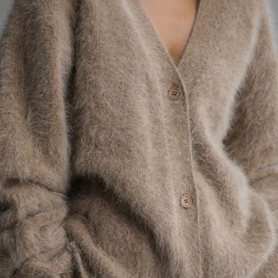 Fuzzy Oversized Button Cardigan