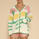  Wavy stripe cactus knit cardigan