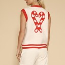  Candy cane knit button front vest