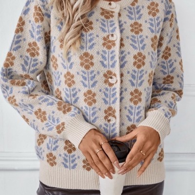 Floral button front cardigan