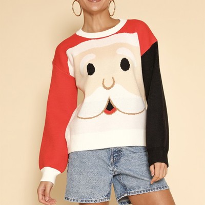 Santa face knit holiday sweater