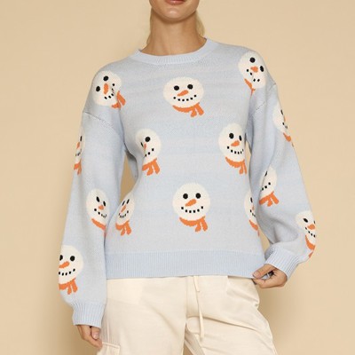 All over snowman holiday knit sweater