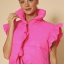  Cropped ruffle puffer vest