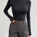 Small Black Long sleeve crop top with open back