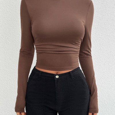 Long sleeve crop top with open back