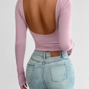 Small Purple Long sleeve crop top with open back