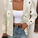 Small Gray Floral button front cardigan