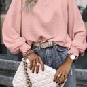   Ruffle Hem Mock Neck Puff Sleeve Top
