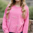  Pearl bow knit sweater