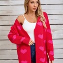 Small Red Open Front Heart Cardigan