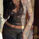 Small Black Floral Lace V-neck top