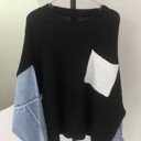  Denim Sleeve Knit Sweater 