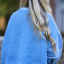  Denim Sleeve Knitted Sweater