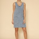  Denim scoop neck overall dress