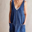  Denim scoop neck overall dress