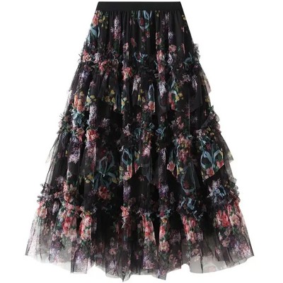 Ruffled Floral Skirt