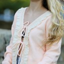  Front Tie Ruffled Cardigan