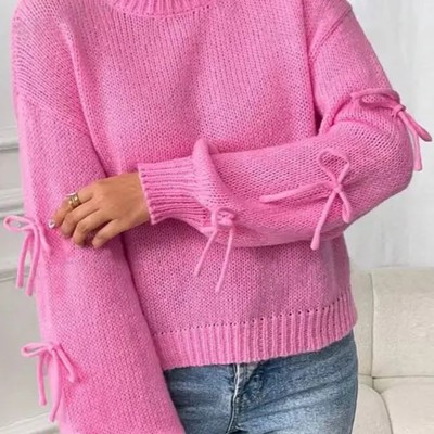 Bow sleeve knit sweater