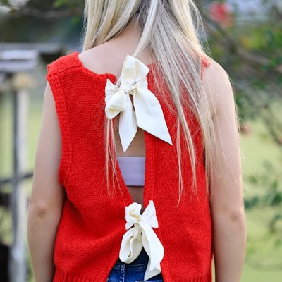 Open back bow sweater