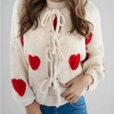 Small White Front tie heart cardigan