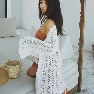 Miss Sparkling Open Knit Cover Up Robe