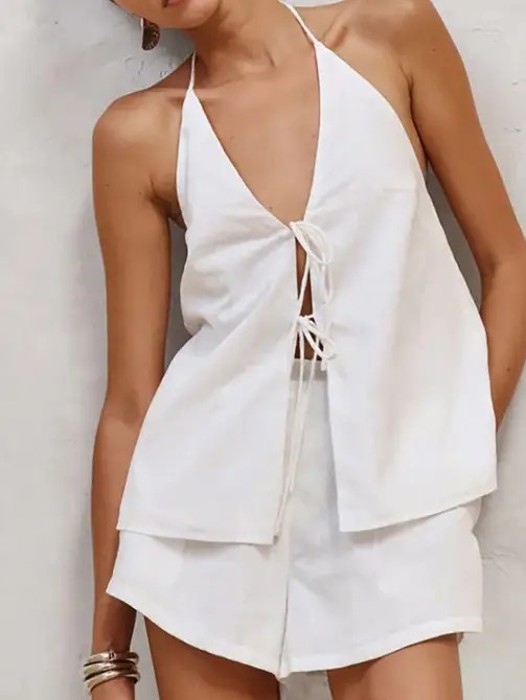 Two piece halter neck top set