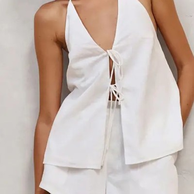 Two piece halter neck top set