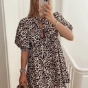  Leopard Bow Tie Front Dress