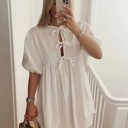 Small White Leopard Bow Tie Front Dress