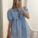 Small Blue Leopard Bow Tie Front Dress