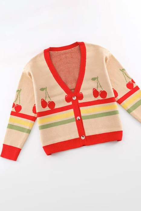 Cherry Retro Stripe Cardigan