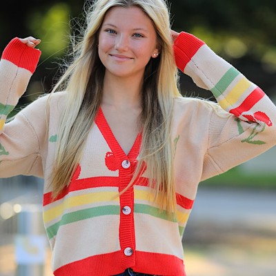 Cherry Retro Stripe Cardigan