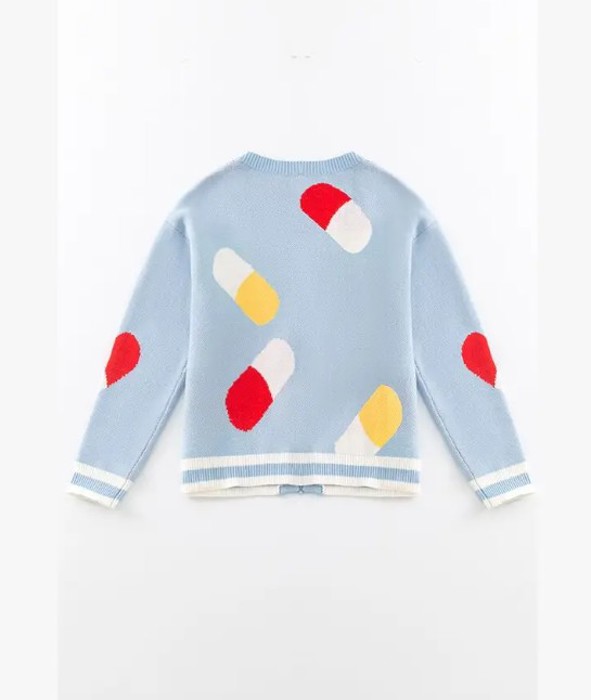 Colorful Capsule Pattern Cardigan 