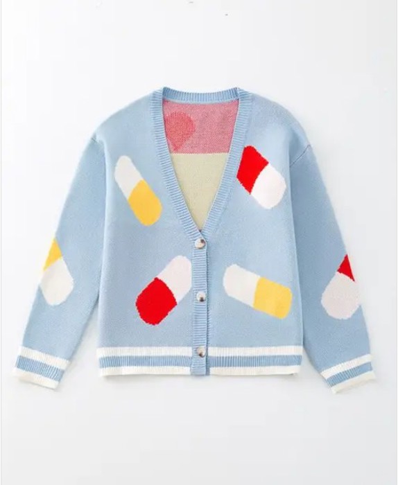 Colorful Capsule Pattern Cardigan 