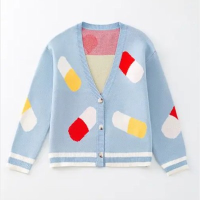 Colorful Capsule Pattern Cardigan 