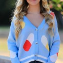  Colorful Capsule Pattern Cardigan 