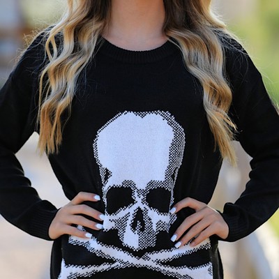 Skull & Crossbones Graphic Knit Sweater