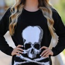  Skull & Crossbones Graphic Knit Sweater