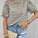 Grey Small Miss Sparkling Floral Patchwork Short-Sleeve Top