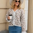 Small Gray  Leopard Knit Cardigan with Front Tie