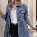  Long sleeve denim button front top