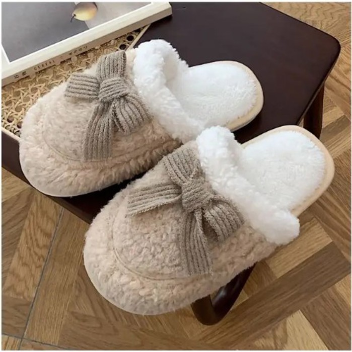 Cozy Knit Bow Slippers