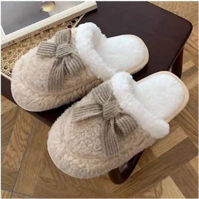 Cozy Knit Bow Slippers
