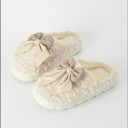 Size 9 Brown Fuzzy Bow Indoor Slippers