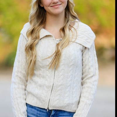 Cable Knit Zip Up Cardigan
