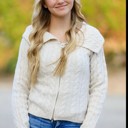  Cable Knit Zip Up Cardigan