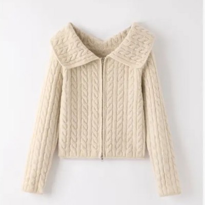 Cable Knit Zip Up Cardigan