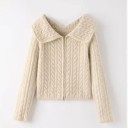  Cable Knit Zip Up Cardigan