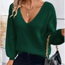 Small Green Back Tie Detail V-Neck Sweater