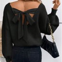  Back Tie Detail V-Neck Sweater
